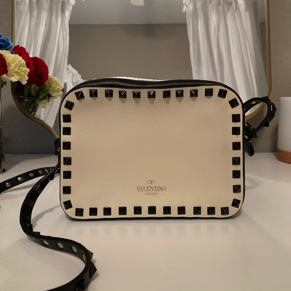 Brand New Black and White Valentino Studded Crossbody Bag
